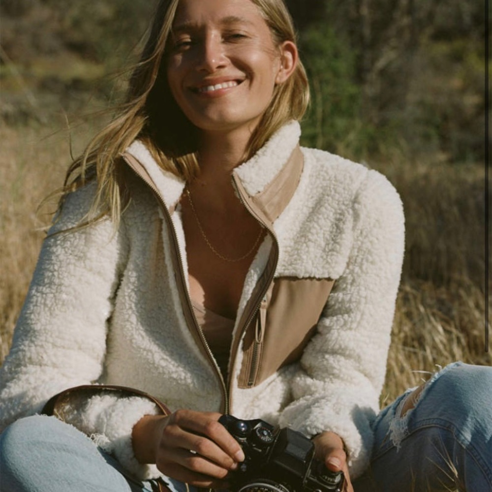 Abercrombie & Fitch Sherpa Faux Leather Trim Jkt